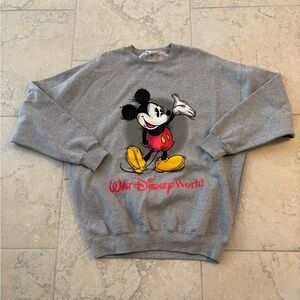 Disney Men's Gray Crewneck Sweater with Mickey Mouse